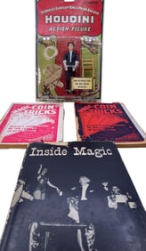 4 pc Magician Book and Houdini Action Figure Magic, Illusion, Collection