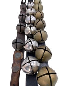 3 pc Antique to Vintage Horse Drawn Leather Harness Strap Sleigh Bells