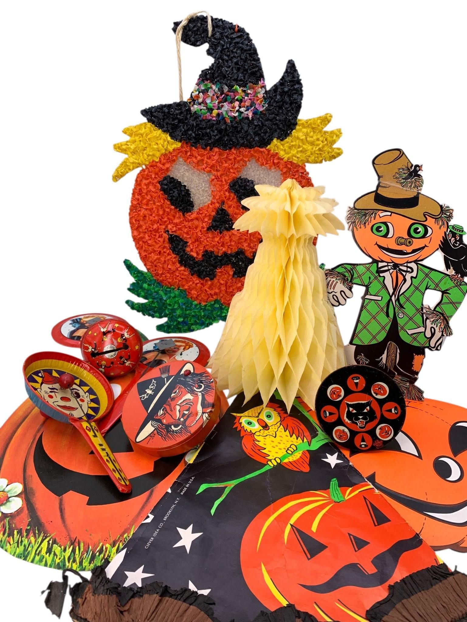 11 pc Vintage Beistle Paper Halloween Decorations, Plastic Jack and Party Noisemaker Collection (1 of 20)