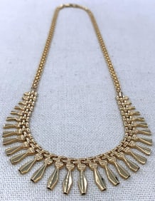 Regal 10k Yellow Gold Egyptian Revival Fringed Collar Necklace