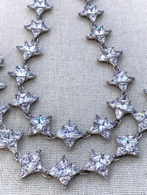 Over the Top Swarovski Crystal Star Necklace and Matching Bracelet, Sterling Silver Findings