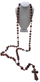 Huge Carved Wood French De Beaupre Catholic Pilgrimage Souvenir Wall Niche Rosary