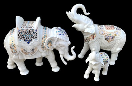 Three Lenox China Jewels Palace Parade Porcelain Nativity Elephants