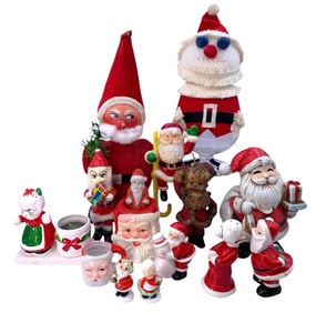 15 pc Vintage Santa Claus and Mrs. Claus Christmas Holiday Decorations