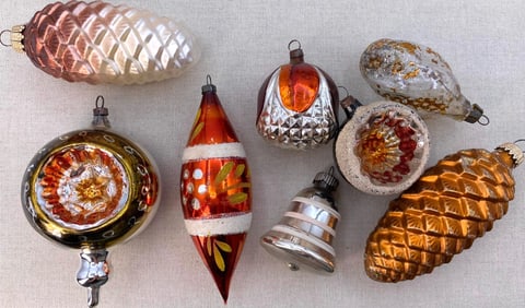 26 pc Antique to Vintage Spiced Glass and Wire Christmas Tree Ornament Collection
