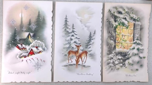 92 pc c1950s-60s Deadstock England, W Germany, USA Christmas Card Collection