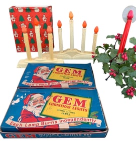 Working 5 pc Mid Century Christmas Lighting Decorations and Tree Light Strands