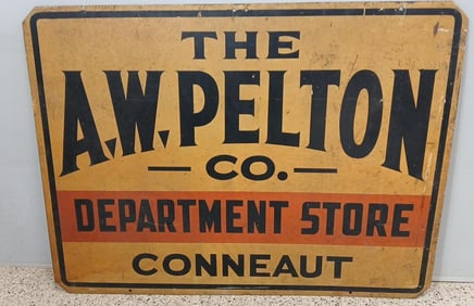 A.W. Pelton Co. Department Store Conneaut OH Original Double Sided Sign