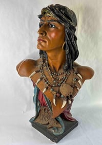 Native American Leader Hiawatha Iroquois Chalkware Bust