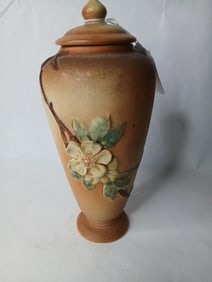 Weller Rosemont 2nd Line 1930's Magnolia Applique Lidded Urn