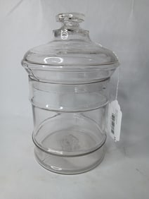 Dated 1866 Lidded Glass Antique Hand Blown Double Ring Apothecary Jar