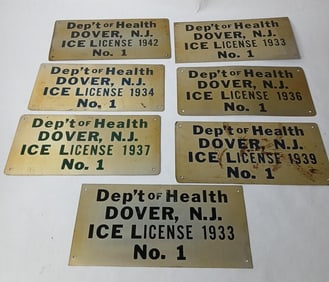 WW II Era Department of Health Dover NJ Ice License Plates Inc. 7 1930s and 1942