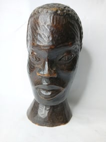 African Ebony Hand Carved Besmo Tribal Bust