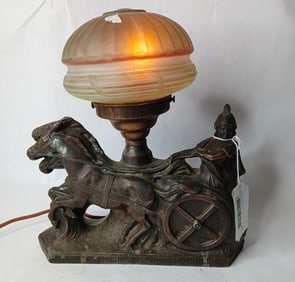 Greek Roman Chariot Table Parlor Lamp