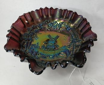 Carnival Imperial Mid 20th Century Scalloped Edge Windmill Bowl/Dish