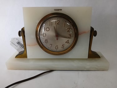 Genuine Onyx and Brass Mantle Clock