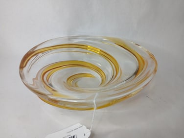 Chalet Canadian Art Glass Amber Swirl Deco Dish