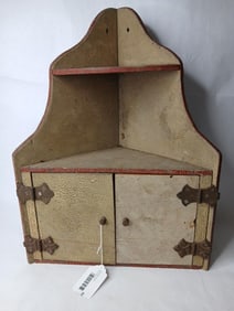 Primitive Shelved 2 Door Corner Wall Hanging Shelf