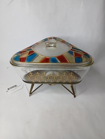 Inland Glass Triangle Glass Casserole Dish w Stand