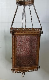 Wildflower Decorated hanging pull down oil lamp