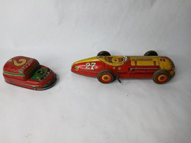 Marx Lot of Tin Litho Toys Inc. Indy 500 Key Wind and Friction Magic Car