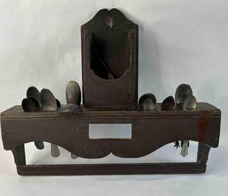 Primitive Wood Wall Hanging Kitchen Service Ware Holder Inc. Flatware