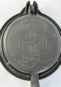 Griswold Cast Iron No. 8 American Waffle Iron on Low Base