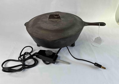 Cast Iron Country Charm Lidded & Footed Electric Skillet Fryer