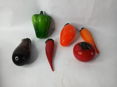 Great Mid Century Murano Hand Blown Art Glass Deco Vegetables Lot of 6