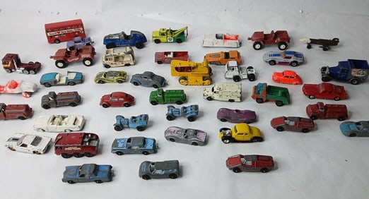 Loaded Lot of Early Lesney, Tootsie Toy, Match Box and More Cars and Trucks