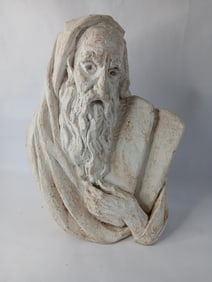 Leonard Art Productions Bergier Signed 1967 Sculpture of Moses w/ The Ten Commandments Tablets