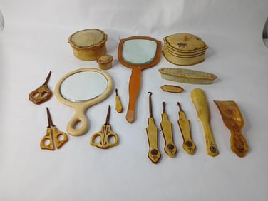 Carleton Arch Amerith Celluloid Vanity Wares Inc. Trinkets, Mirrors, Shoe Horn and More