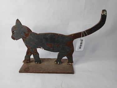 Hand Crafted and Painted Cast Iron Feline Cut Out Door Stop