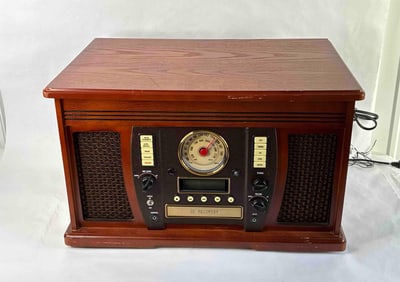 Wooden Music Centre w/ Recordable CD Player, Turn Table, Radio and Cassette Player