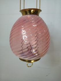 Rose Swirled Glass Pull Down Oil Lamp