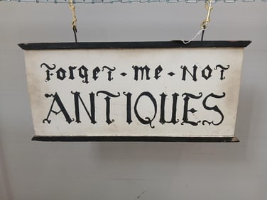 Early Double Sided Hand Painted Hanging Antiques Sign