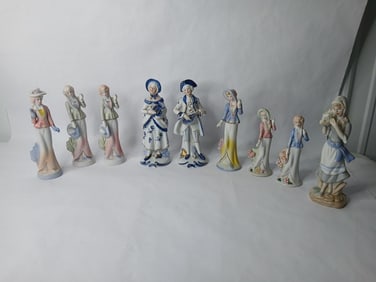 Elegant Porcelain China Lady Figures & Victorian George and Martha Style Figurines