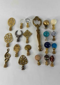 Lot of Crystal, Stone, and Brass Lamp Finials