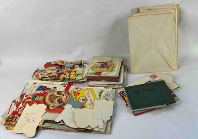 Great Loaded Lot of Early Holiday Greeting Cards, Valentines, Autograph Book and More