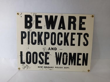 SSP Ande Rooney Novelty Pickpocket New Orleans Police Dept. Sign 1994