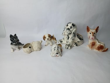 Mid Century Lot of Spaniel, Terrier and More Dog Planters