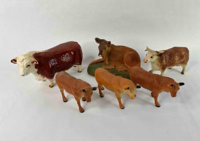 Lot of Porcelain, Plaster, Ceramic and Plastic Cow Figurines Inc. 1940's Beswick