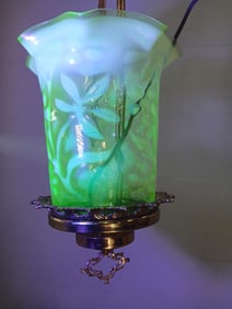 Vaseline Glass Hanging Parlor Lamp