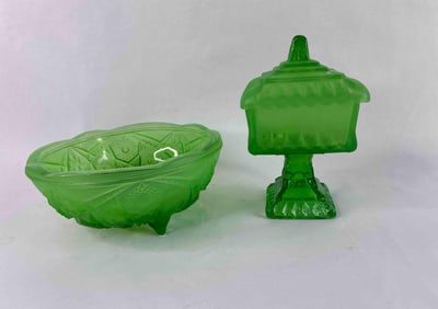 Neon Green Covered Candy Dish & Bowl