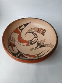 Early Native American Hopi Pottery Bowl Decorated and Artist Signed Garret P.