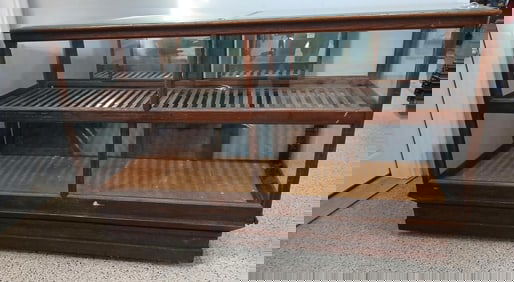 Excellent Oak Glass Front Country Store Display