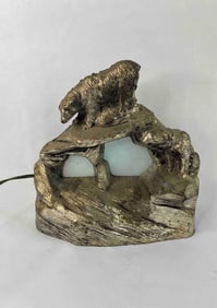 Polar Bears on Ice Capped Mountains Figural Lighted Lamp