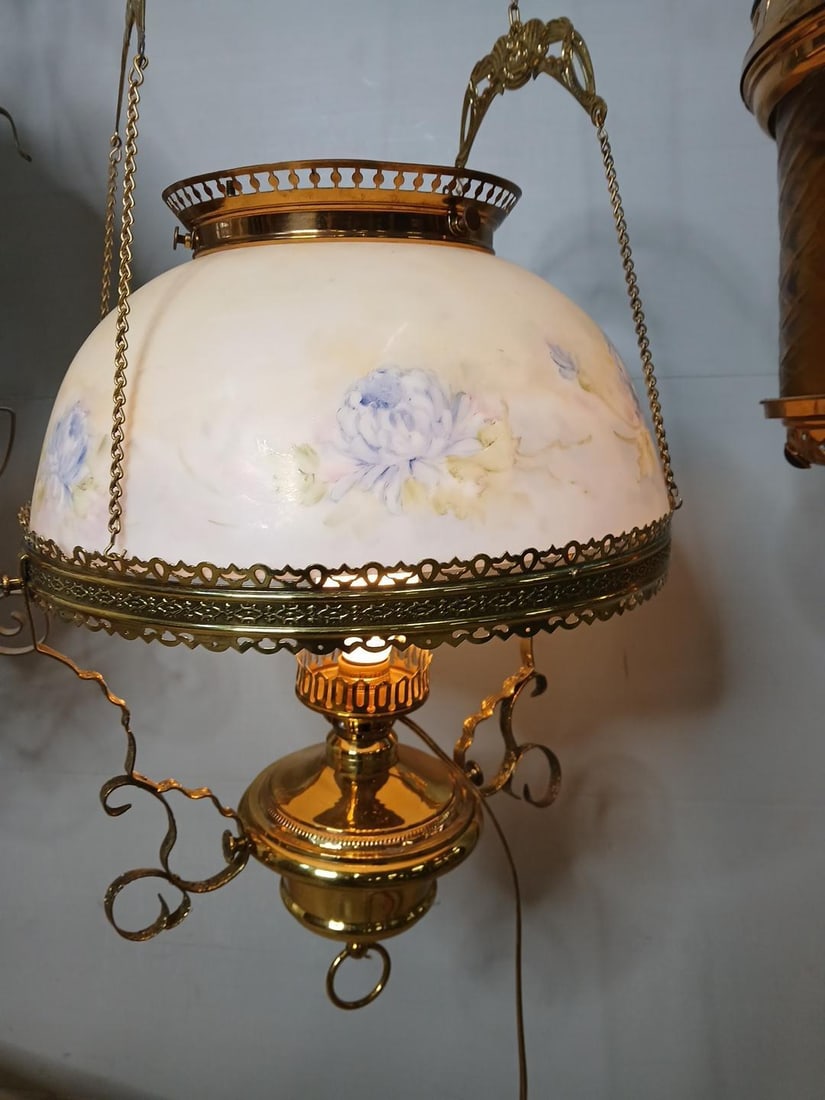 Victorian Hanging Hand Painted Light Fixture (1 of 5)