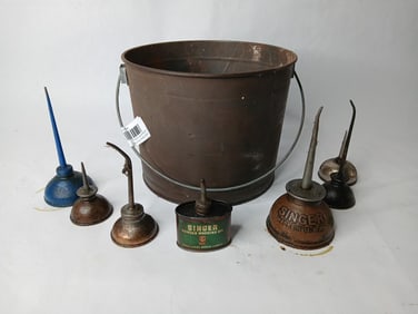 Tin Pail Lot of Miniature Oilers Inc. Singer and More