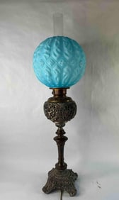 Early 1900s Cherub Spelter Parlor Banquet Lamp